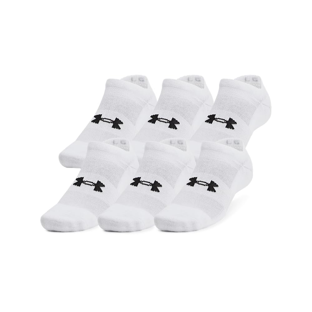 Under Armour Adult Unisex TC White/Black No-Show Socks 1386317-10000, Large - Under Armour