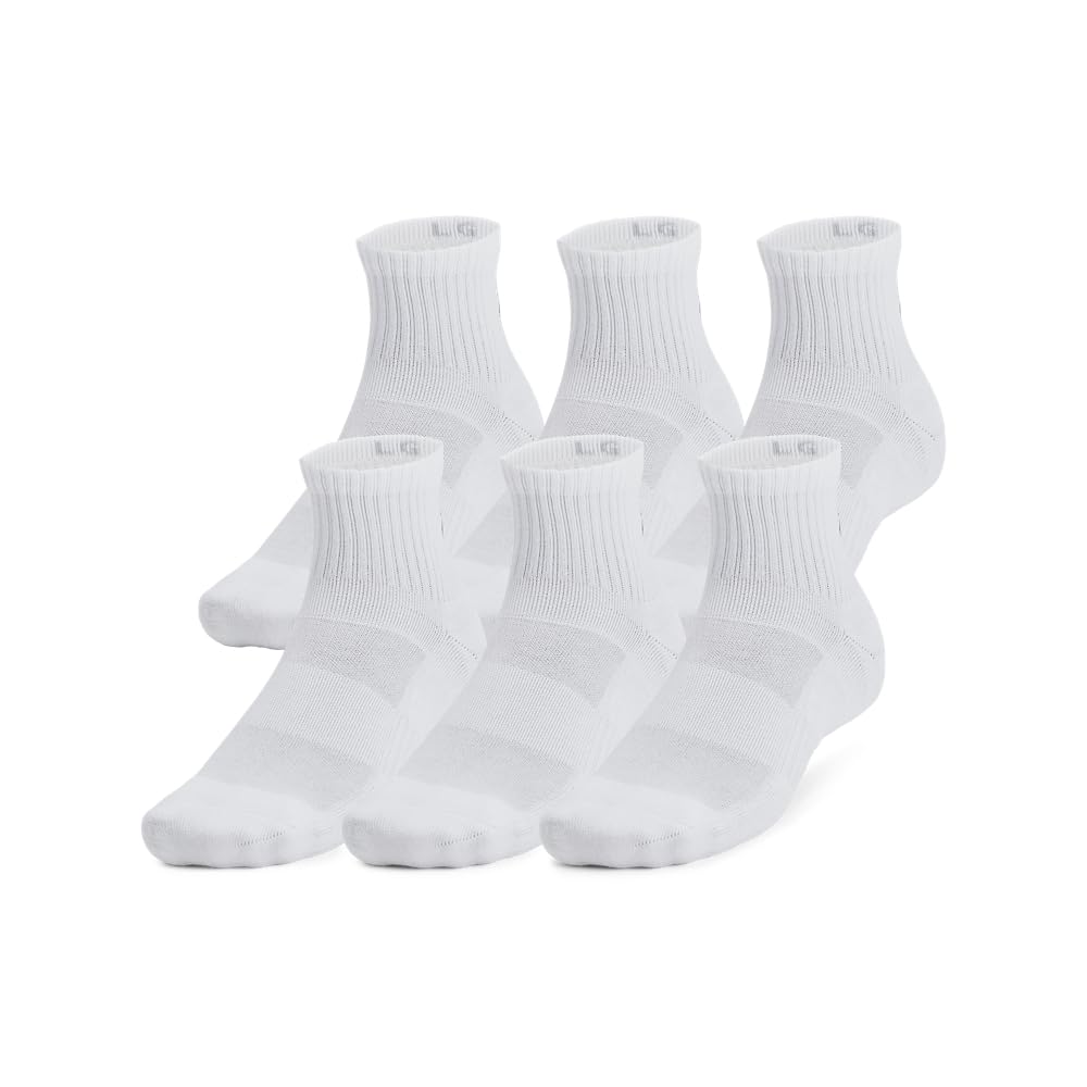 Under Armour Adult Unisex TC White/Black Quarter Socks 1386318-10000, Medium - Under Armour