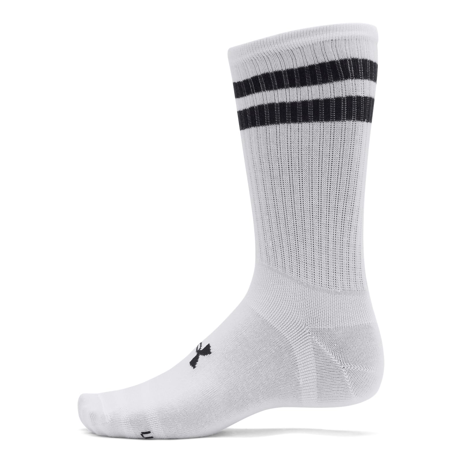 Under Armour Adult Unisex Essential White/Black Crew Top Socks 1387058-10100, Large - Under Armour