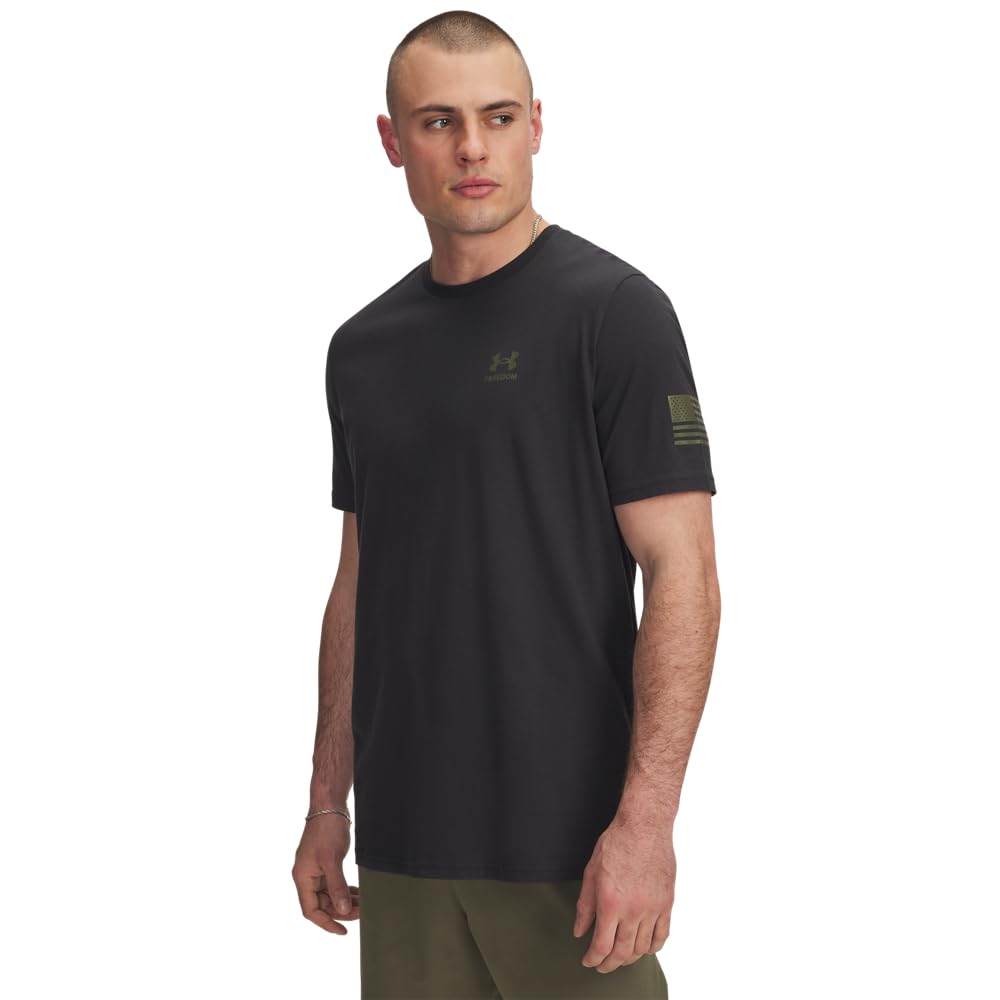 Under Armour Men's Freedom Flag Shortsleeve Black/Marine OD Green Shirt 6004096-00301, 3XL - Under Armour