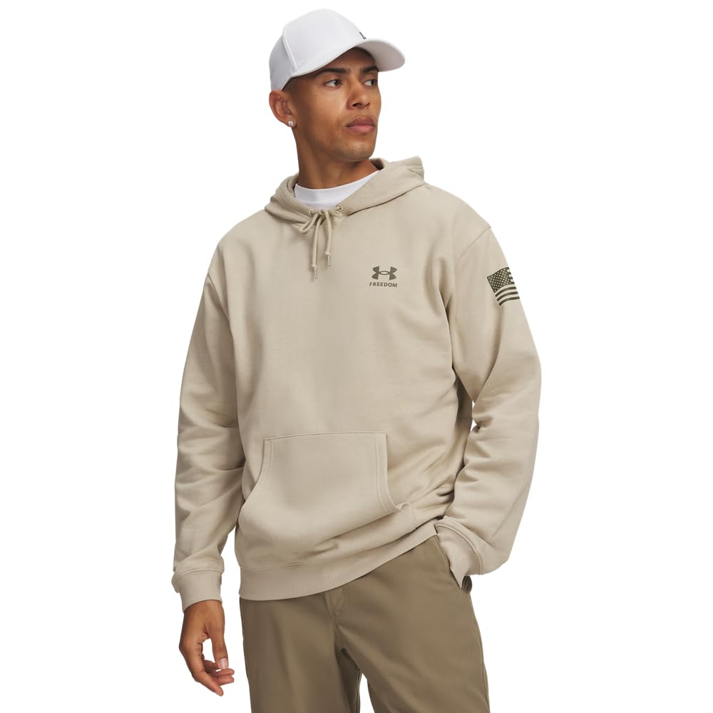 Under Armour Men's Freedom Flag Desert Sand/Marine OD Green Hoodie 6015365-29000, Large - Under Armour