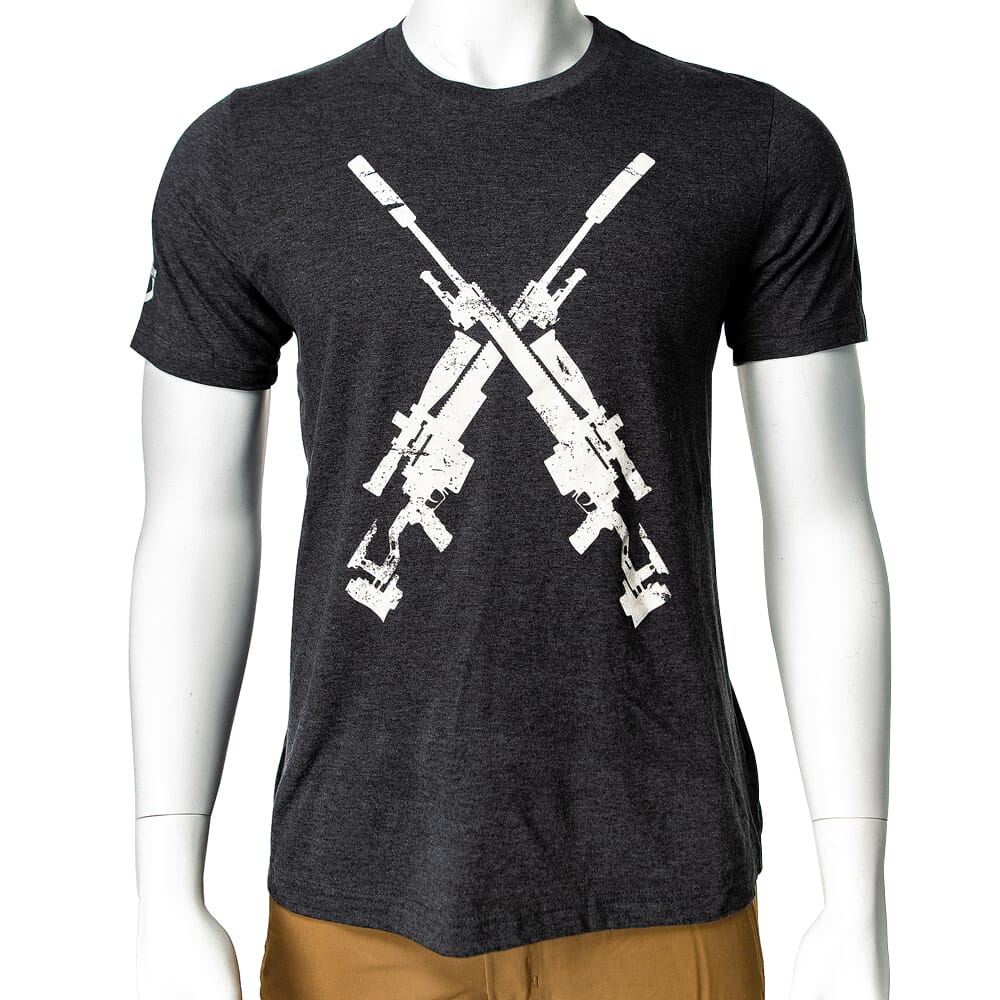 EuroOptic Brand Precision Rifles Dk Grey Heather SS T-Shirt EO-T-Shirt-3001CVC-DGH-PRT Top in Gray, M - Eurooptic