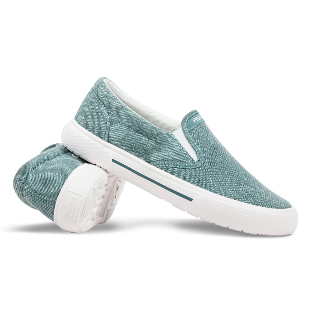 Fishooz Women's Sunwashed Slip-On Teal/White Shoes SUN-WSO-TEL-W, 11 - fishooz