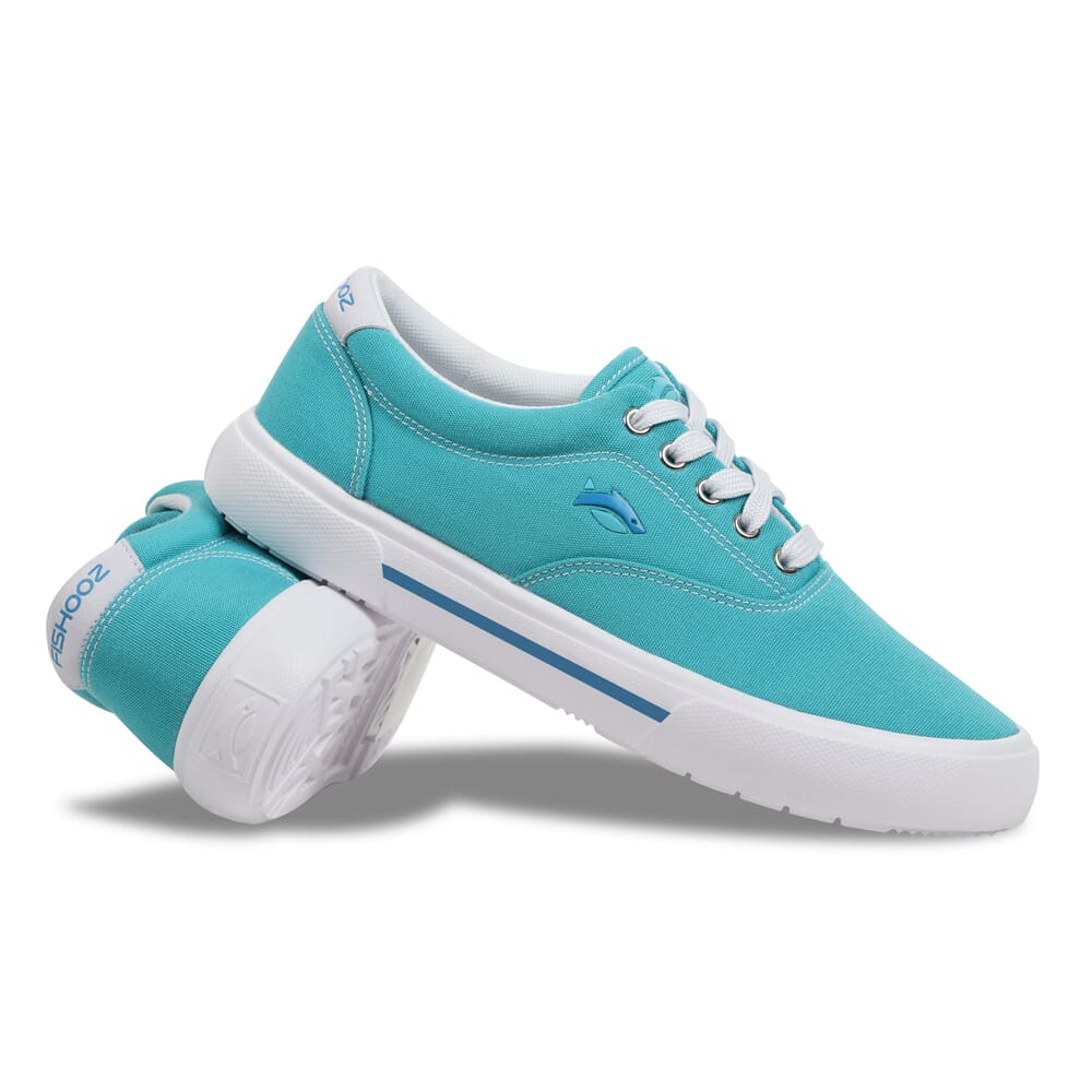 Fishooz Women's Sunbrella Lace Teal/White Shoes SBR-WLC-TEL-W, 8 - fishooz