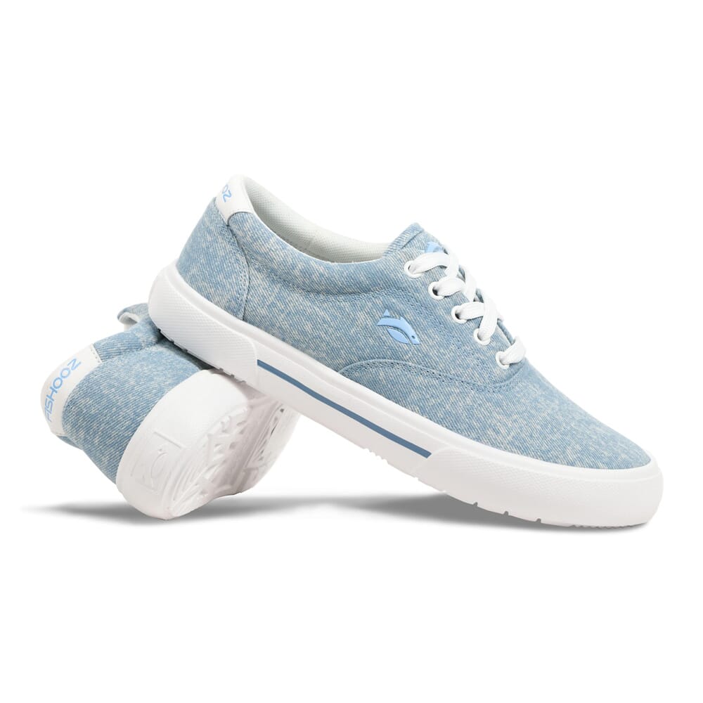 Fishooz Women's Sunwashed Lace Denim/White Shoes SUN-WLC-DNM-W in Blue, 9 - fishooz
