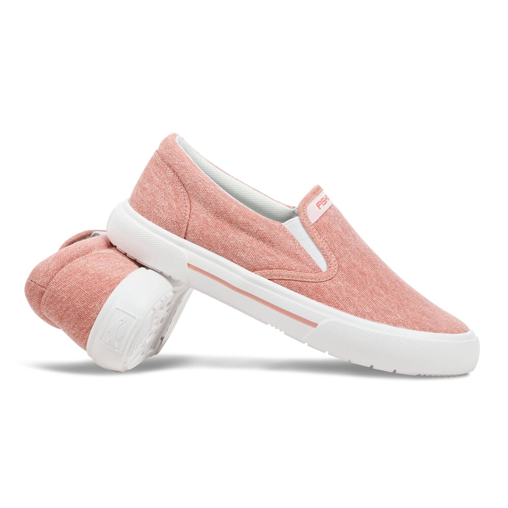 Fishooz Women's Sunwashed Slip-On Coral/White Shoes SUN-WSO-CRL-W in Orange, 9.5 - fishooz
