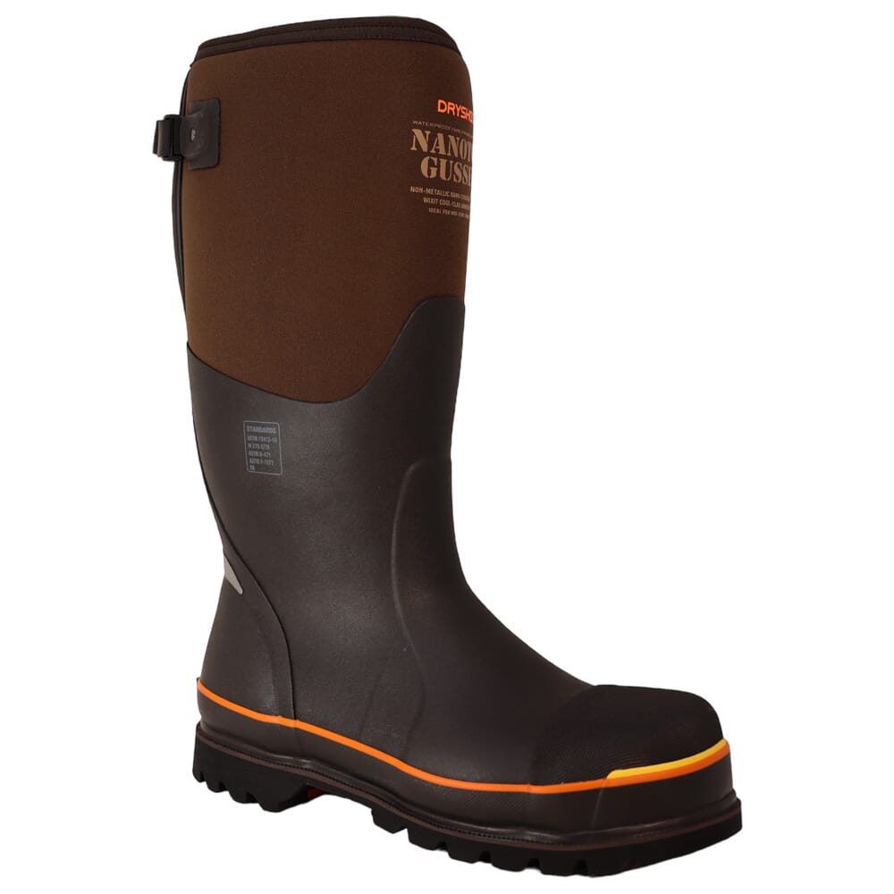 Dryshod NanoToe Gusset Brown/Orange Boots NTG-UH-BR, 6 - Dryshod