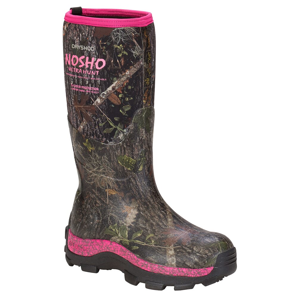 Dryshod Women's NoSho Ultra Hunt Hi Camo/Pnk Outdoor Sport Boots MBMWHPNW, 7 - Dryshod