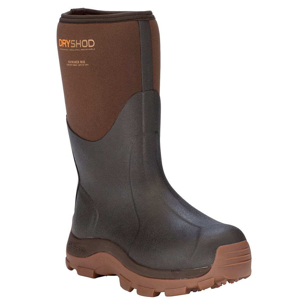 Dryshod Haymaker Mid Brown/Peanut Boots HAY-MM-BR-M, 14 - Dryshod