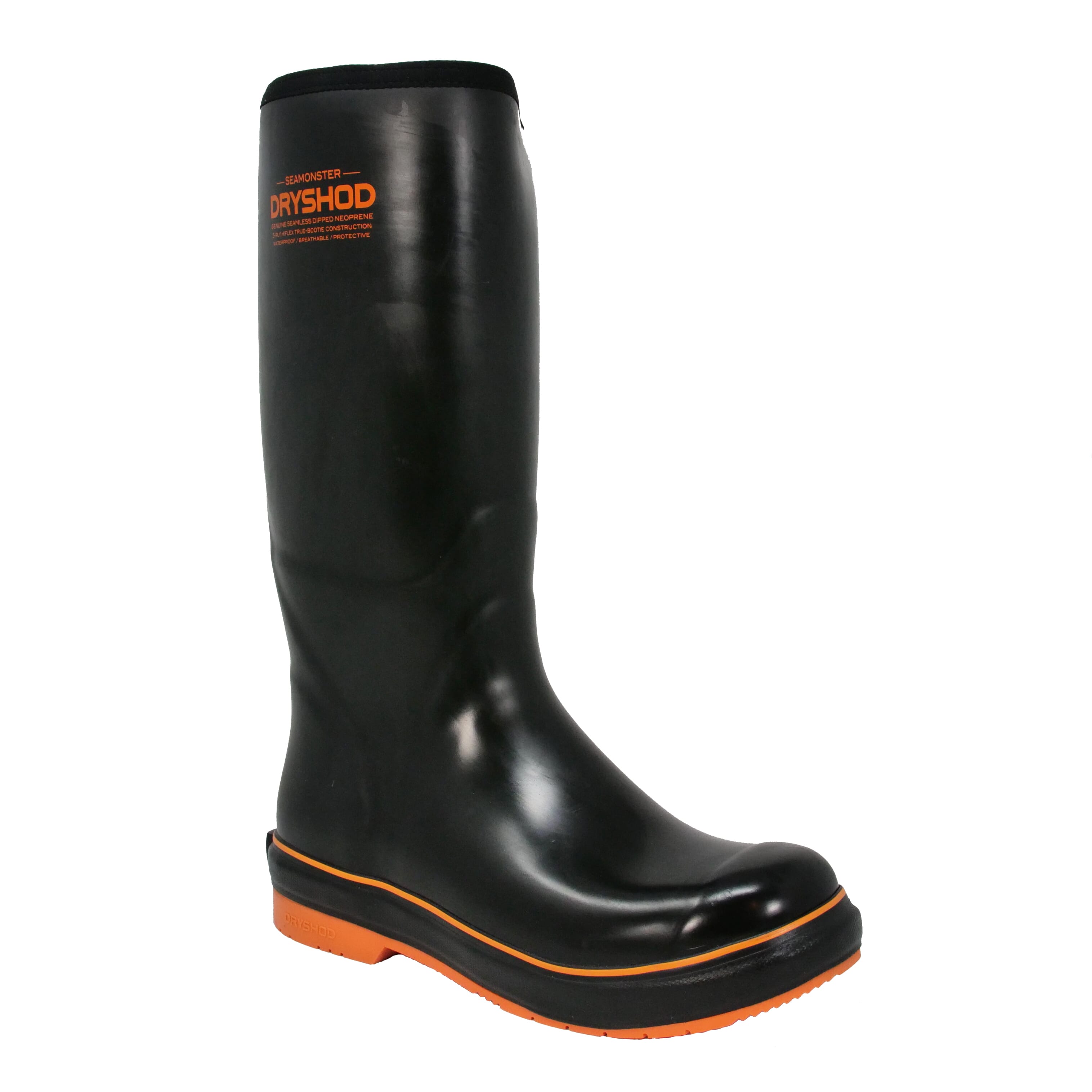 Dryshod SEAMONSTER Black/Orange Boots SEA-MH-BK-M, 7 - Dryshod