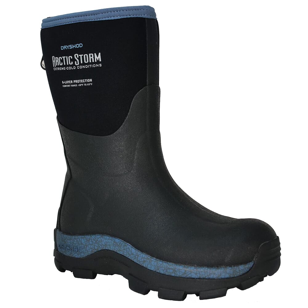 Dryshod Women's Arctic Storm Mid Black/Blue Boot ARS-WM-BL-W in Blue/black, 10 - Dryshod