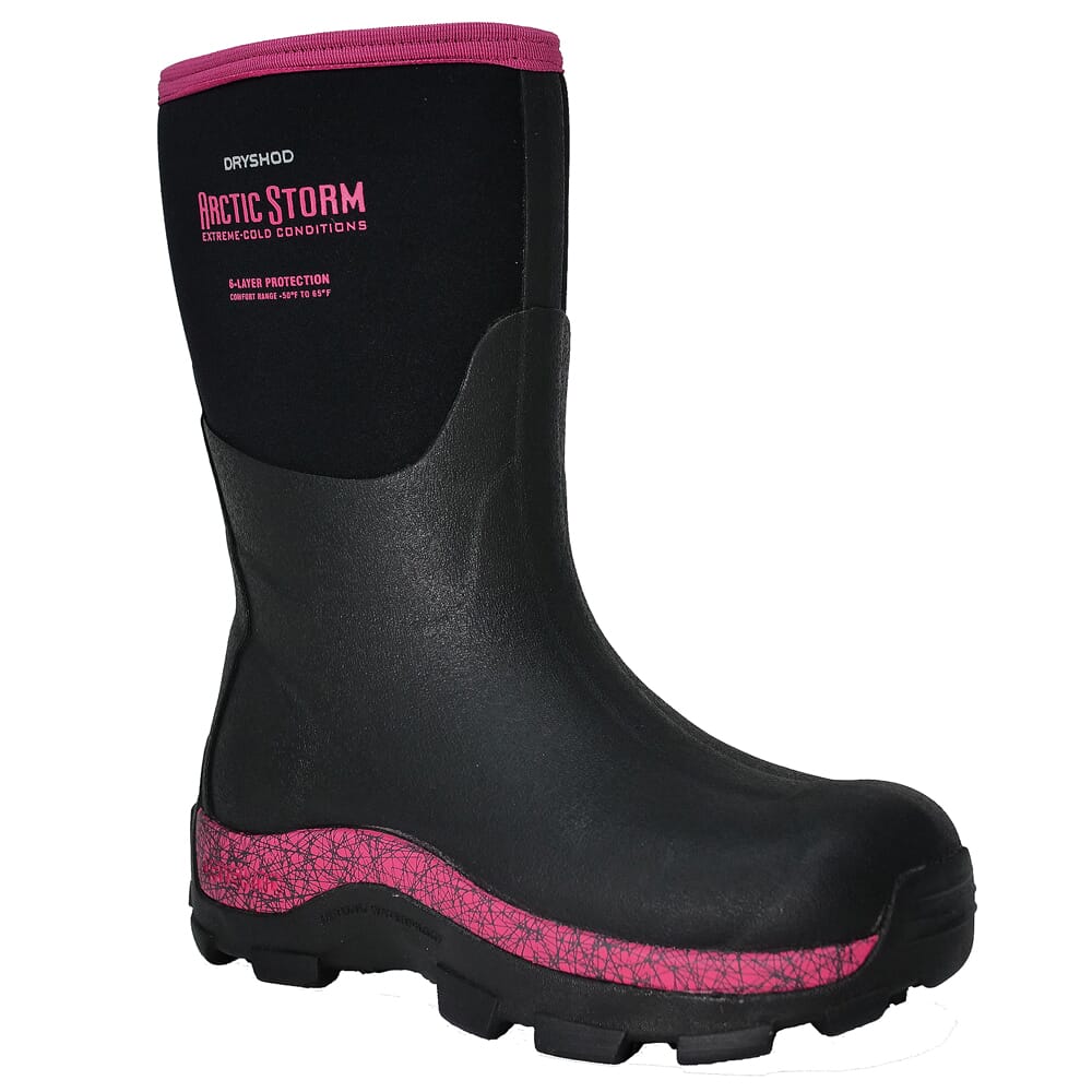 Dryshod Women's Arctic Storm Mid Black/Pink Boot ARS-WM-PN-W, 10 - Dryshod