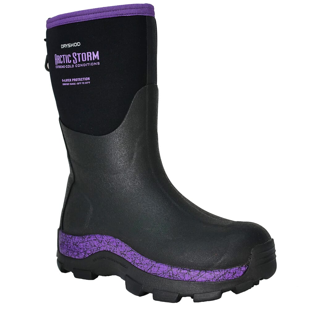 Dryshod Women's Arctic Storm Mid Black/Purple Boot ARS-WM-PP-W, 11 - Dryshod