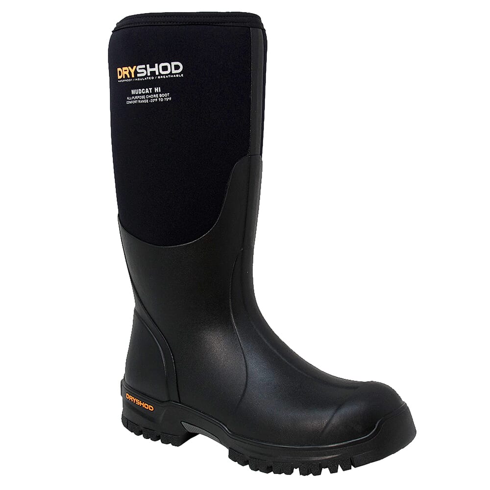 Dryshod Mudcat Hi Black/Orange Boots MDC-MH-BK-M, 14 - Dryshod