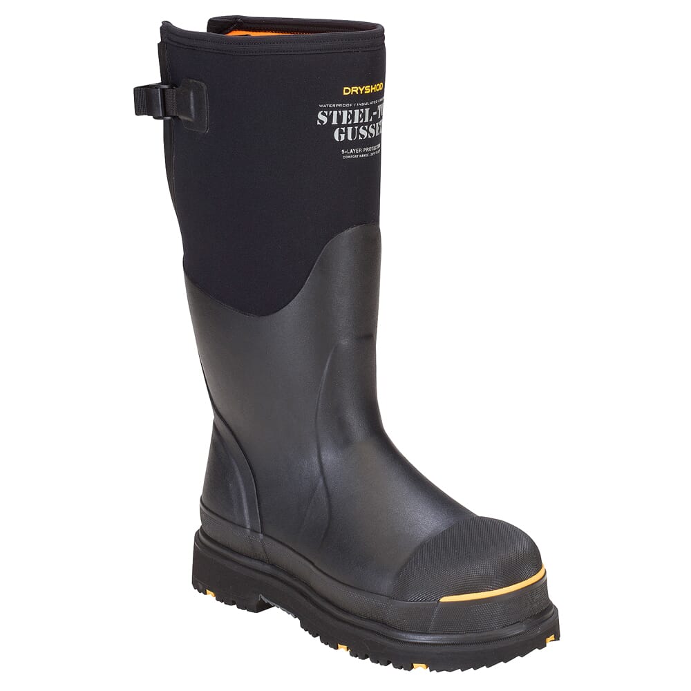 Dryshod Steel-Toe Gusset Black/Yellow Boots STG-UH-BK-M, 12 - Dryshod