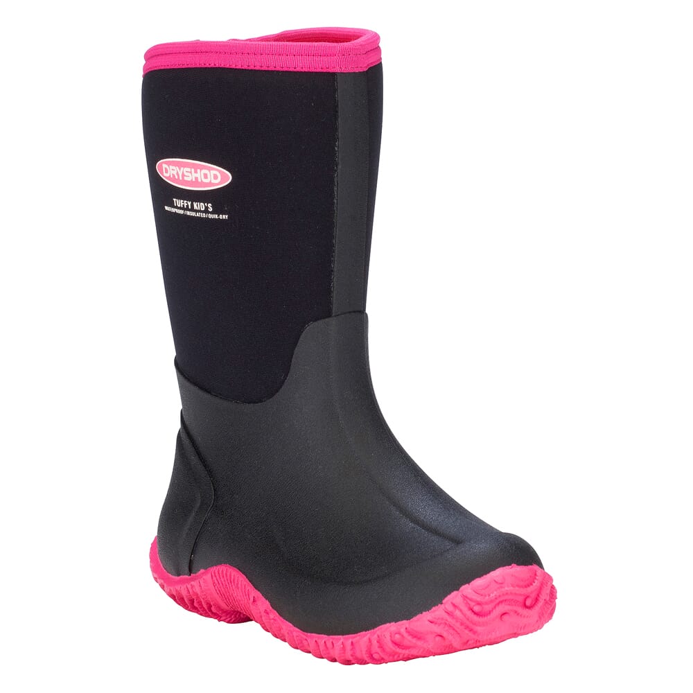 Dryshod Girls Tuffy Mid/Hi Black/Pink Boots TUF-KD-PN-Y, Y1 - Dryshod