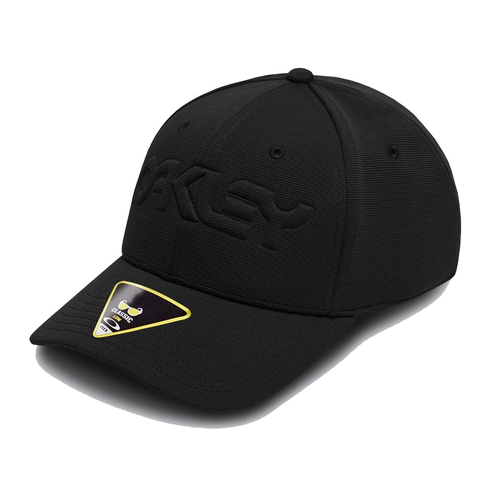 Oakley 6 Panel Stretch Embossed Blackout Hat 912208-02E-02E, L/XL - Oakley