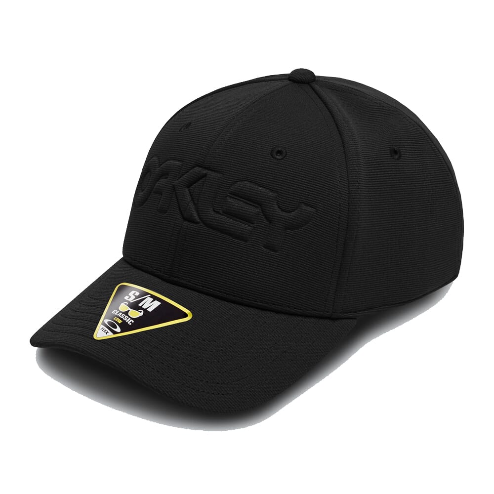 Oakley 6 Panel Stretch Embossed Blackout Hat 912208-02E-02E, S/M - Oakley