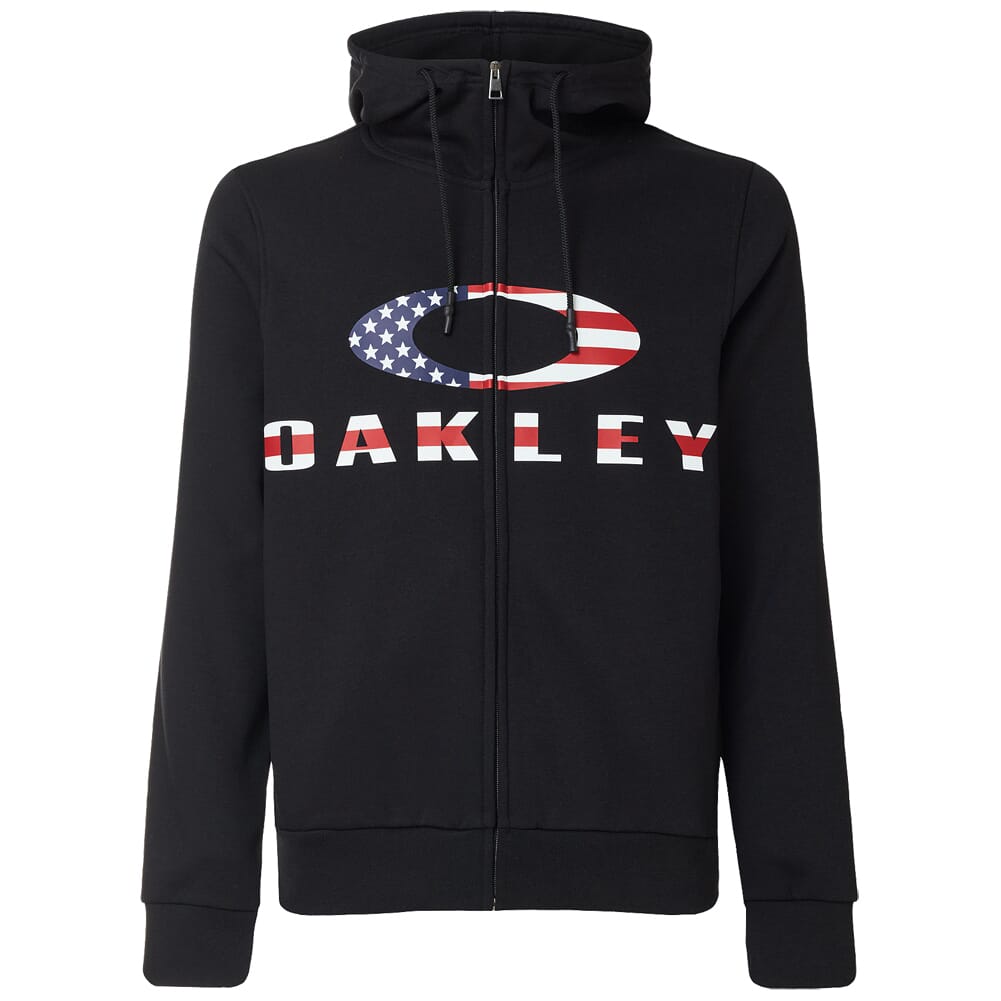 Oakley Bark FZ Hoodie Black/American Flag 461643-01V, Large - Oakley