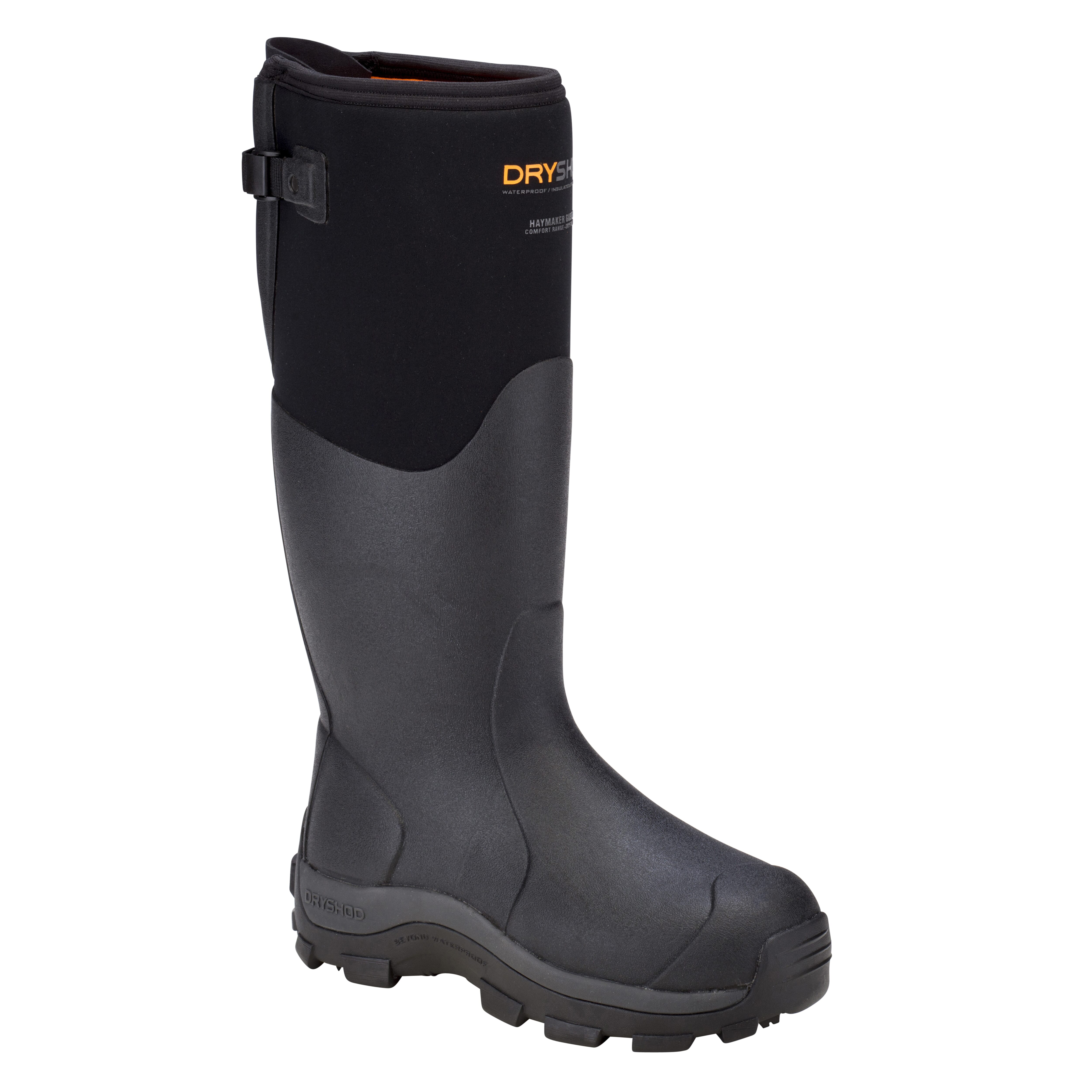 Dryshod Haymaker Gusset Black/Orange Boots HAYG-WH-BK-W, 8 - Dryshod