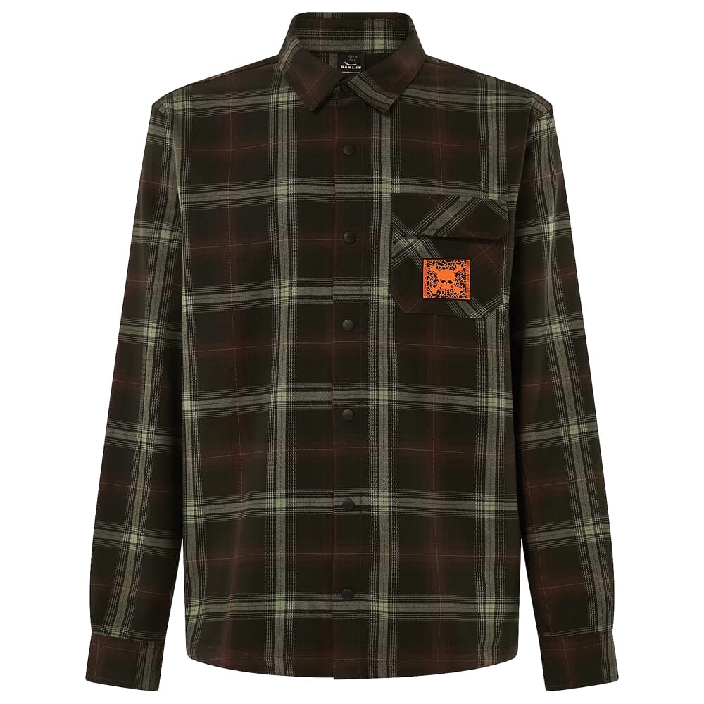 Oakley TC Skull Green/Brown Check Flannel Shirt FOA403651-9WX, XS - Oakley