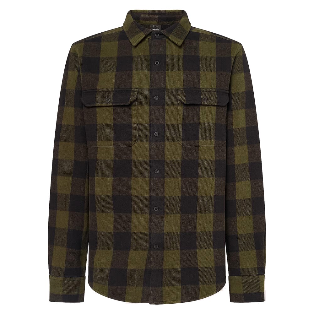Oakley Terraformic Black/Green Check SS Button-Down Shirt FOA404785-9F2, Medium - Oakley