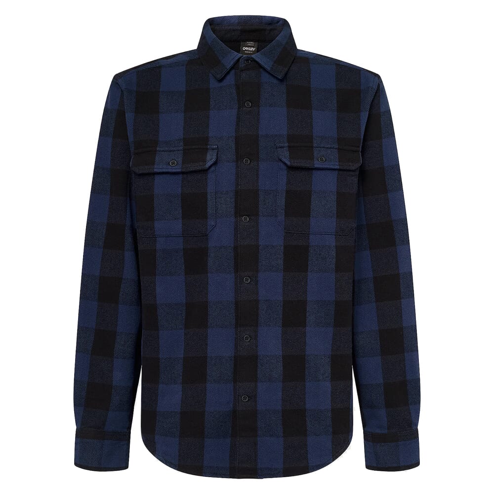 Oakley Terraformic Black/Blue Check LS Button-Down Shirt FOA404785-9F1, Medium - Oakley