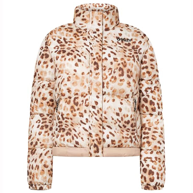 Oakley Women's TNP Cheeta Tie-Dye Print Puffy Jacket FOA500468-9WE in White, Large - Oakley