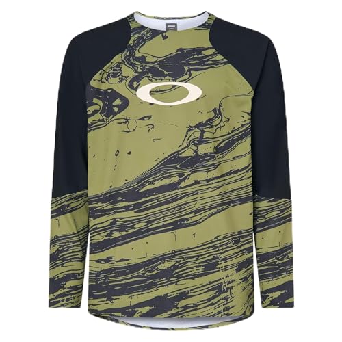 Oakley Seeker Airline LS Jersey Duality Swirl GN/BK FOA405430-9ZY Top in Green, Large - Oakley