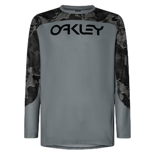 Oakley Maven Coast LS Jersey Metal Camo Black FOA405481-02S Top in Gray, Small - Oakley