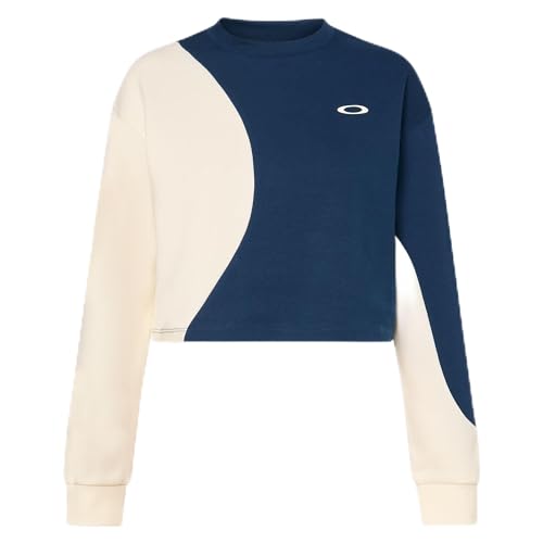 Oakley W Pursuit Cruise Crop SweatShirt Team Navy/Arctic White FOA500625-BAT in Blue, Small - Oakley