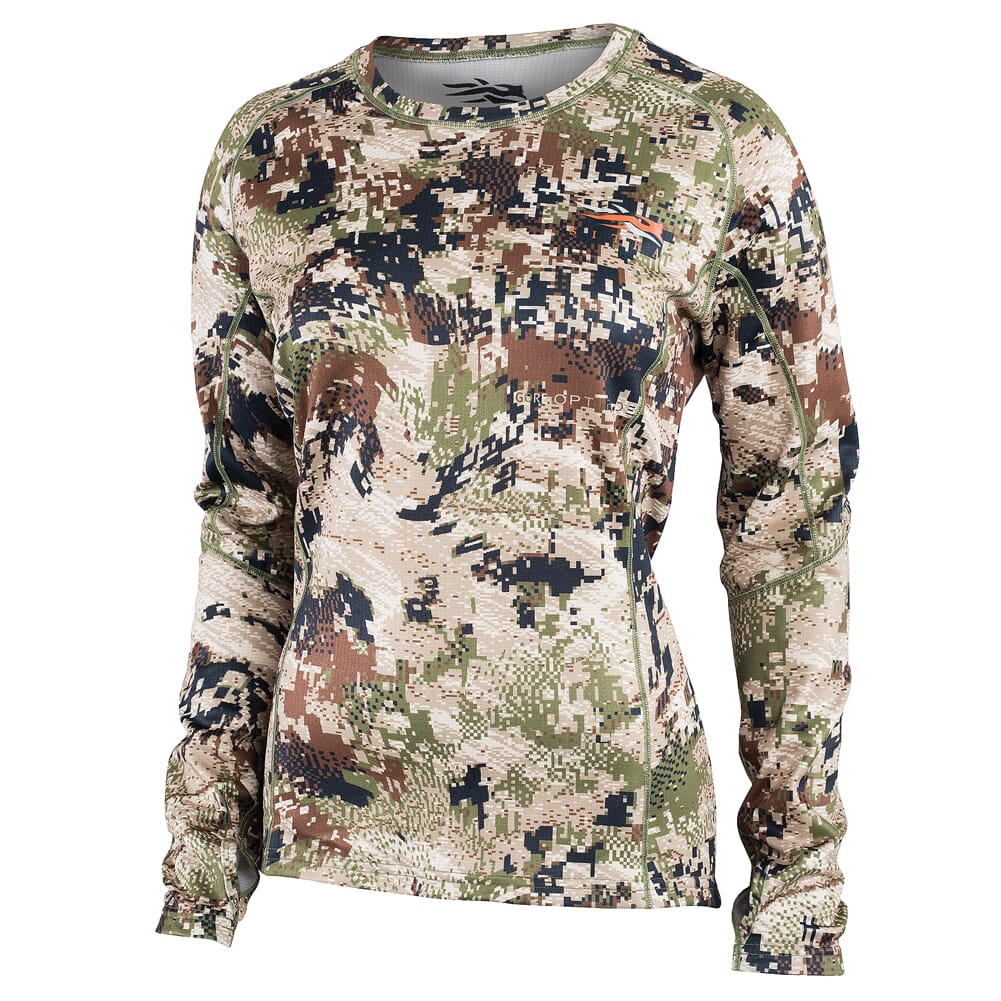 Sitka Gear Women's Big Game Subalpine Core Midweight Crew Top Long Sleeve 10078-SA Top in Optifade Subalpine, L - Sitka Gear