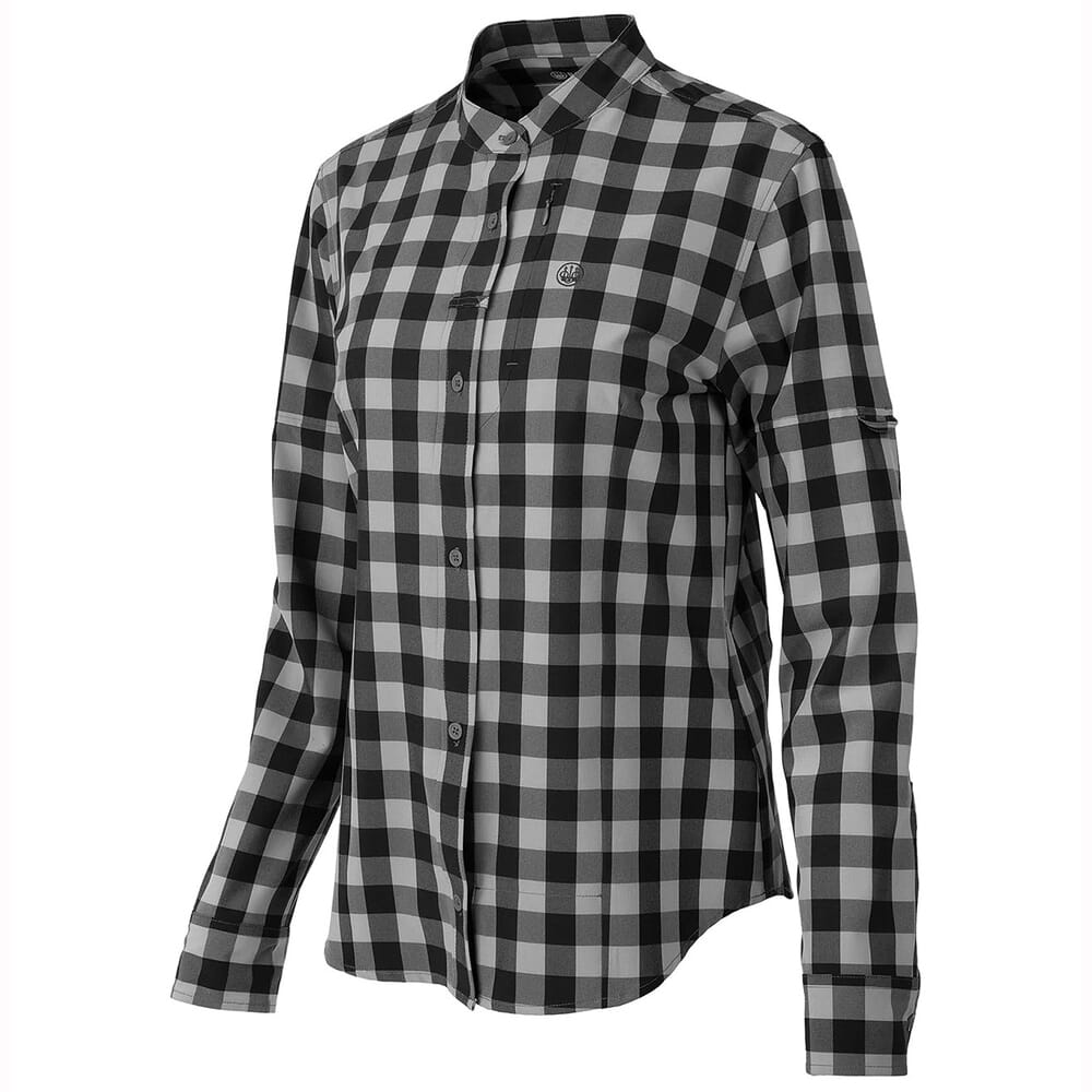 Beretta Women's Rizza Flex Long Sleeve Button-Down Shirt Dark Gray Check LD581T233409R1, Medium - Beretta
