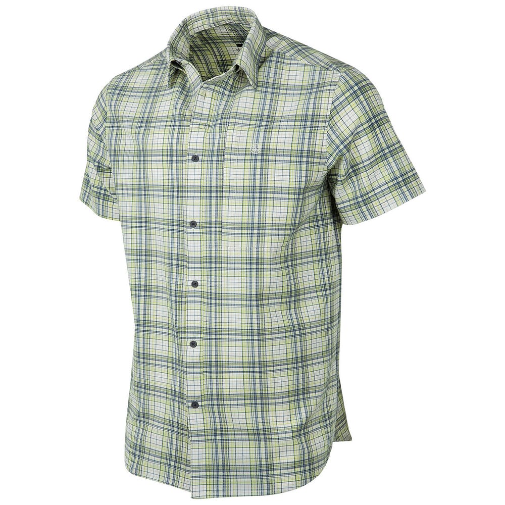 Beretta Hovis Flex Short Sleeve Button-Down Shirt Ivory/Ebony Check LU302T233401C8, Small - Beretta