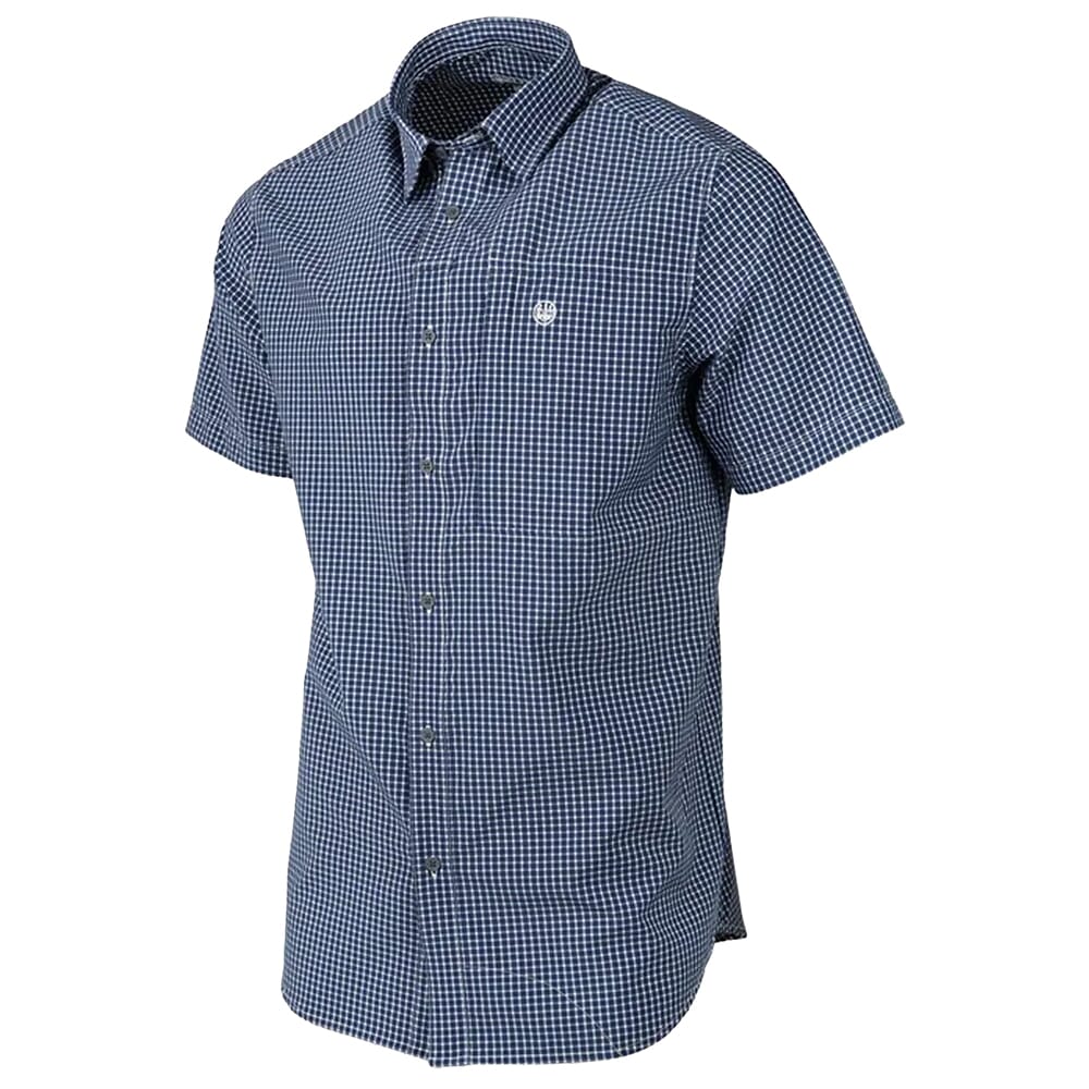 Beretta Hovis Flex Short Sleeve Button-Down Shirt Fancy Check Blue LU302T233405D7, Small - Beretta