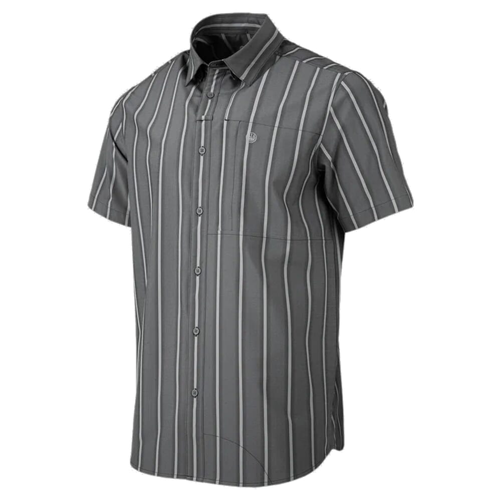 Beretta Hovis Flex Short Sleeve Button-Down Shirt Black/Light Gray LU302T233409S2, Small - Beretta