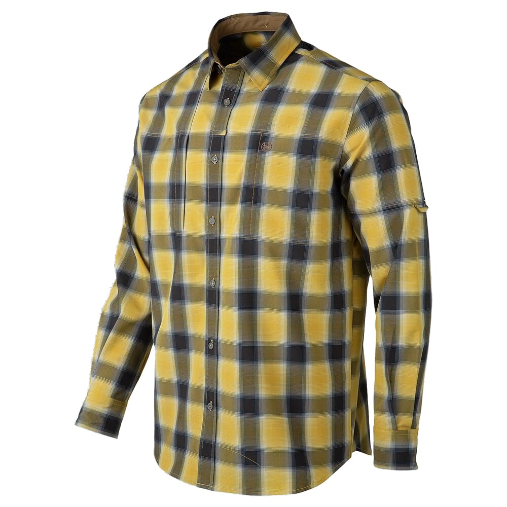 Beretta Hovis Flex Long Sleeve Button-Down Shirt Mustard Check LU312T233401D5, Large - Beretta