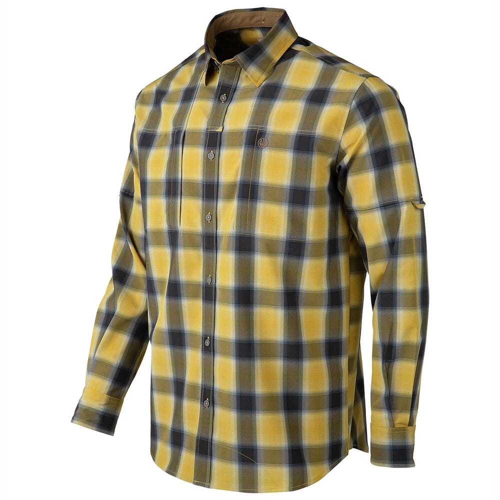 Beretta Hovis Flex Long Sleeve Button-Down Shirt Mustard Check LU312T233401D5, Medium - Beretta