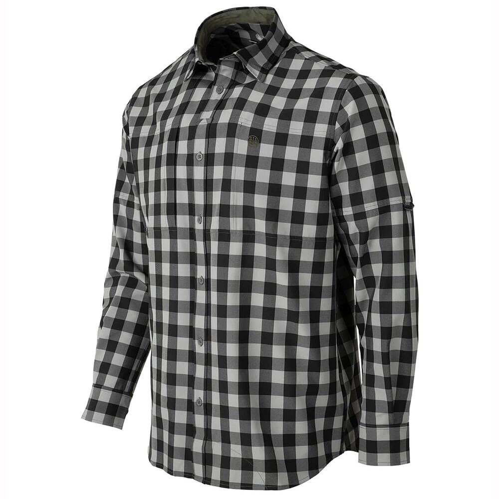 Beretta Hovis Flex Long Sleeve Button-Down Shirt Dark Gray Check LU312T233409R1, Large - Beretta