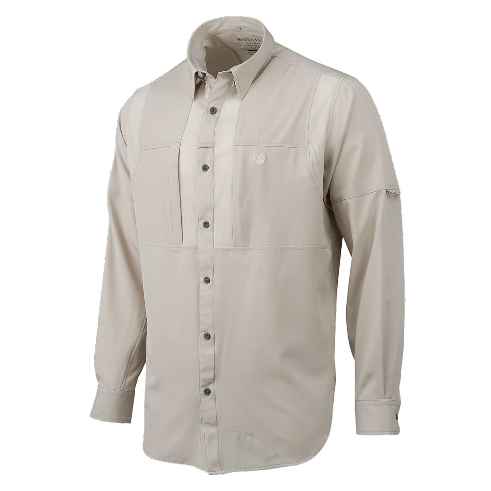 Beretta TKAD Flex Long Sleeve Button-Down Shirt Sand LU931T23340008, Small - Beretta