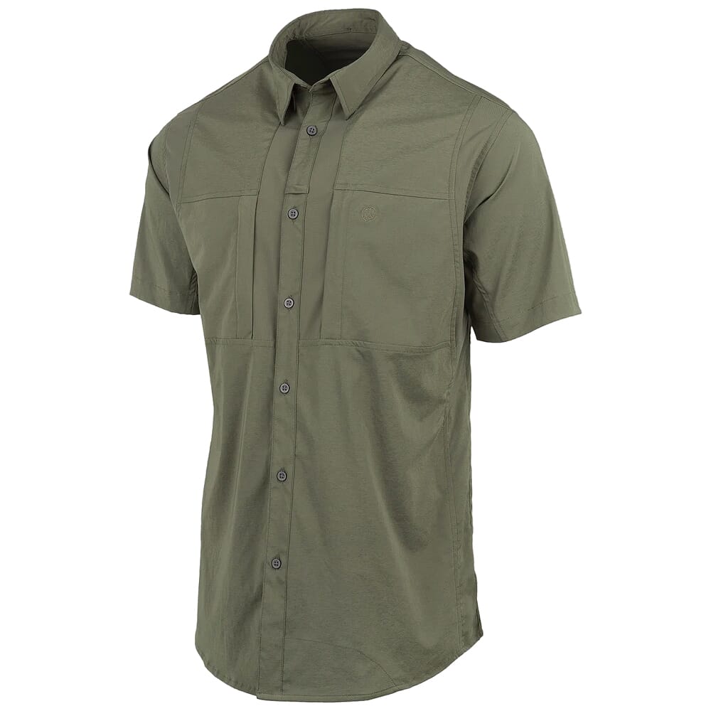 Beretta TKAD Flex Short Sleeve Button-Down Shirt Green Stone LU951T23340707, Large - Beretta