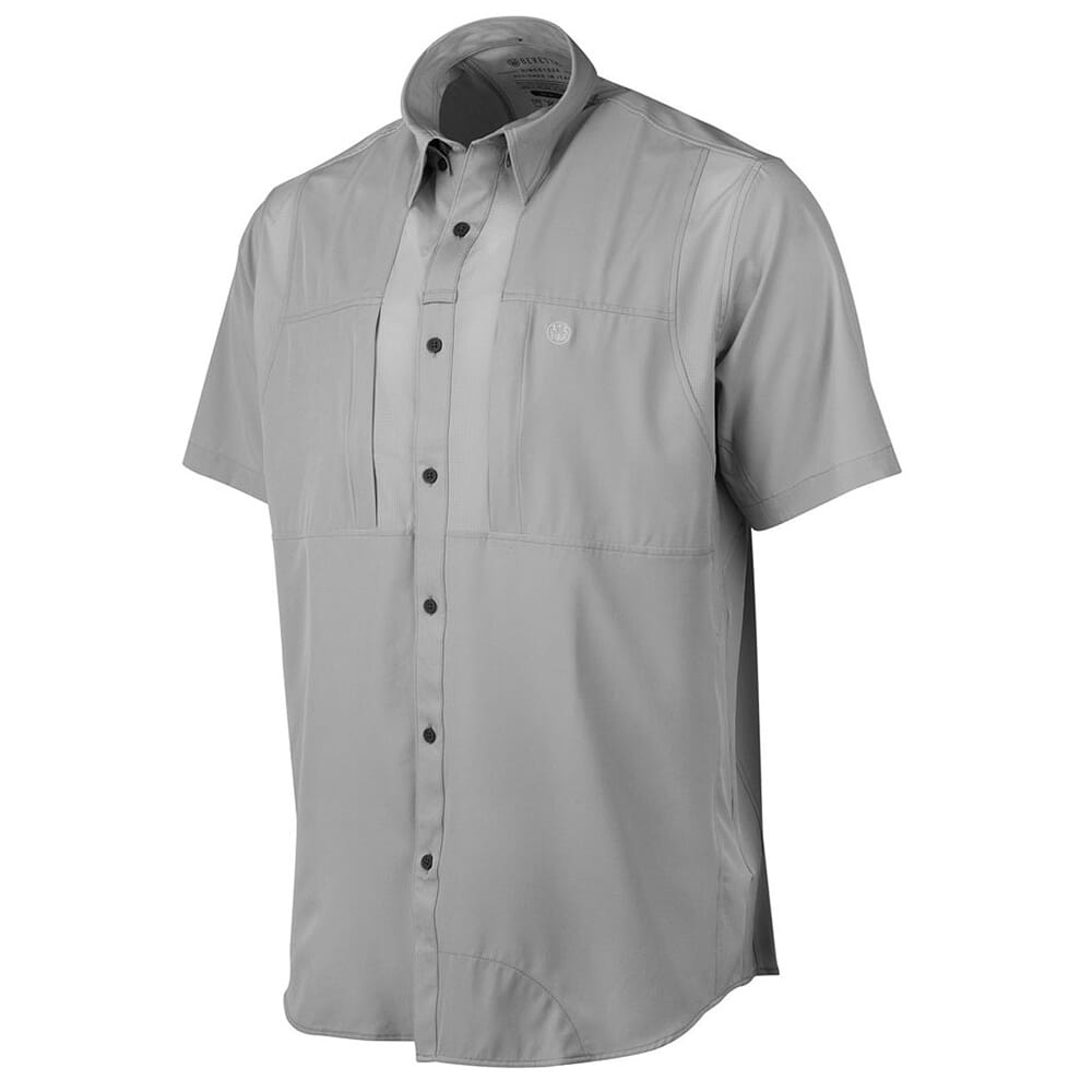 Beretta TKAD Flex Short Sleeve Button-Down Shirt Light Gray LU951T23340966, 3XL - Beretta