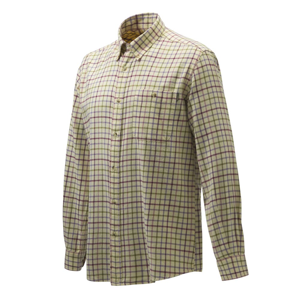 Beretta Wood Flannel Button-Down Shirt Beige Check LUA10T1644011X, Medium - Beretta