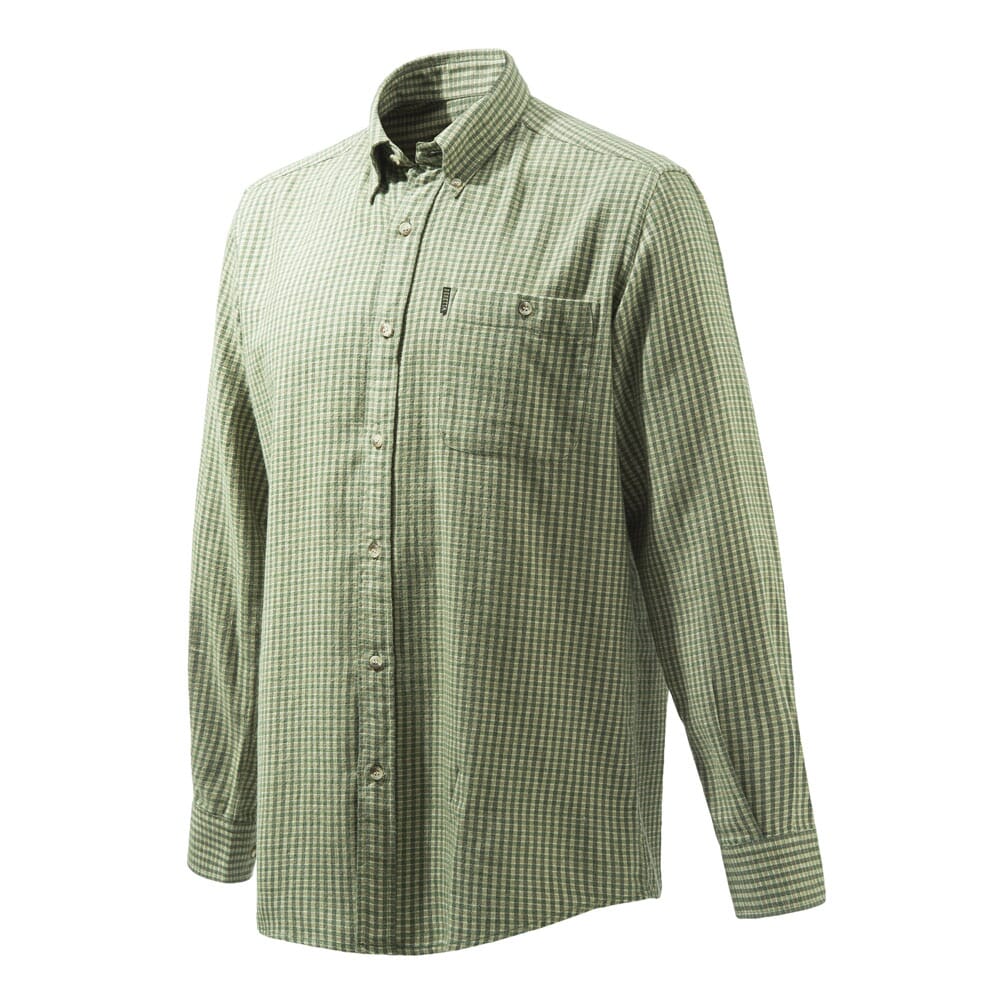 Beretta Wood Flannel Button-Down Shirt Light Green/Beige Plaid LUA10T1644014Y, Small - Beretta