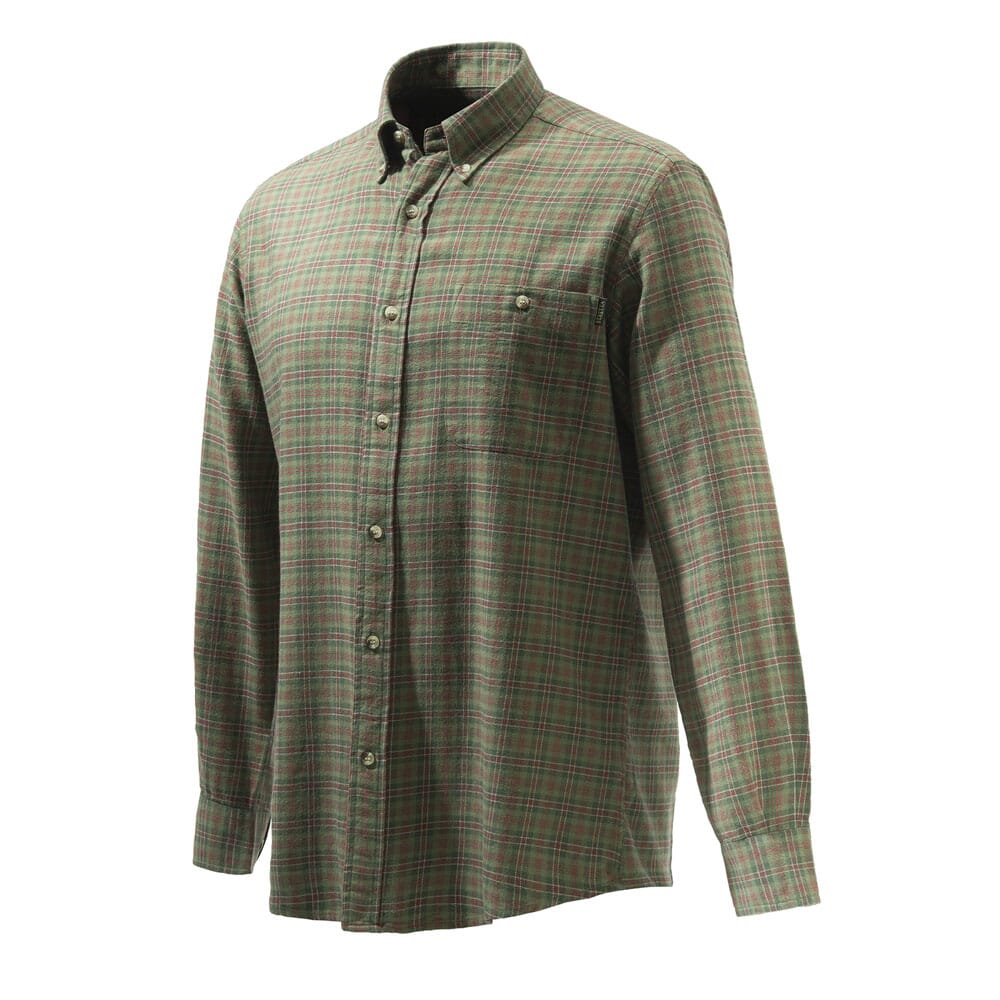Beretta Wood Flannel Button-Down Shirt Green/Mojave Desert Check LUA10T164407FL, Small - Beretta