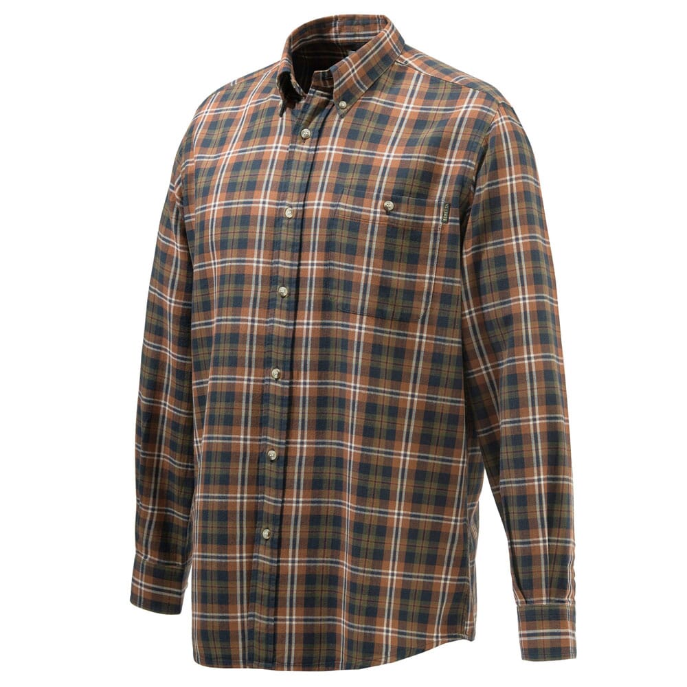 Beretta Wood Flannel Button-Down Shirt Tobacco LUA10T2130080K, XL - Beretta