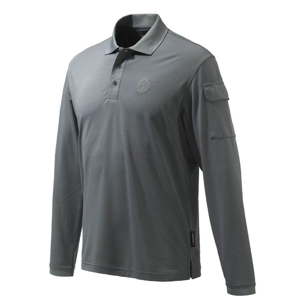Beretta Miller LS Polo Smoked Pearl MP025T2012094C Top in Gray, XXL - Beretta