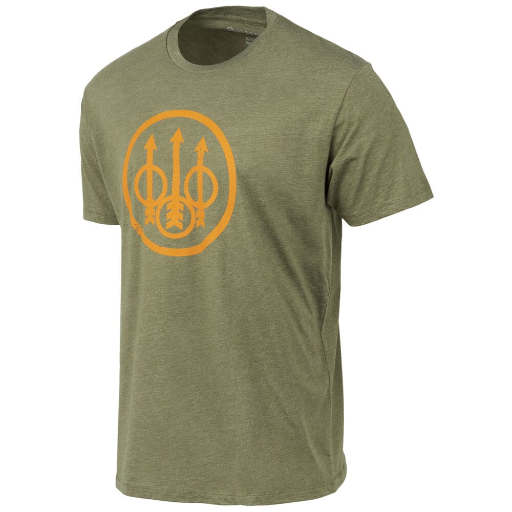 Beretta Trident Logo SS T-Shirt Heather Mil Green TS228T189007AU Top, XL - Beretta