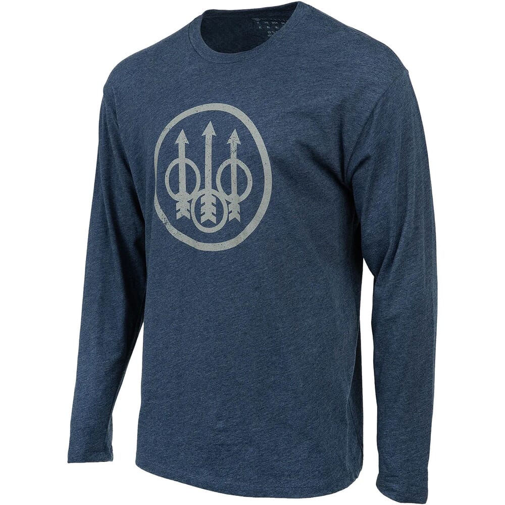 Beretta Trident Logo Long Sleeve T-Shirt Navy Heather TS229T1890051Y, Medium - Beretta