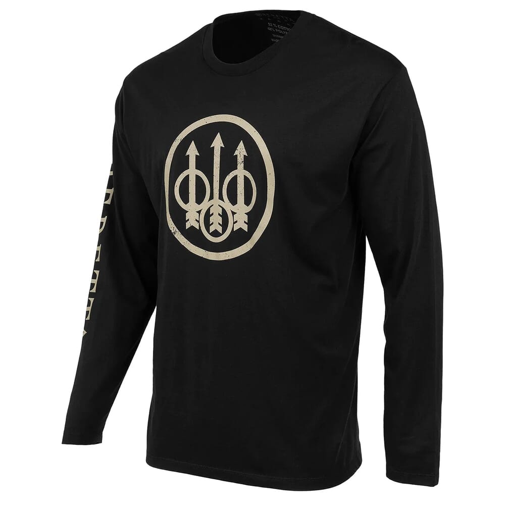 Beretta Trident Logo Long Sleeve T-Shirt Black TS229T18900999, Small - Beretta